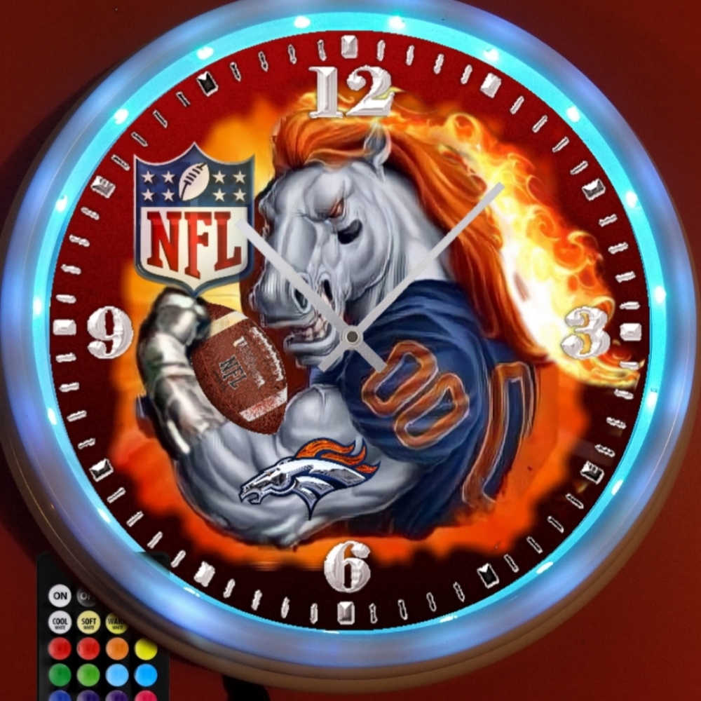 Denver Broncos NEW led lights wall clock